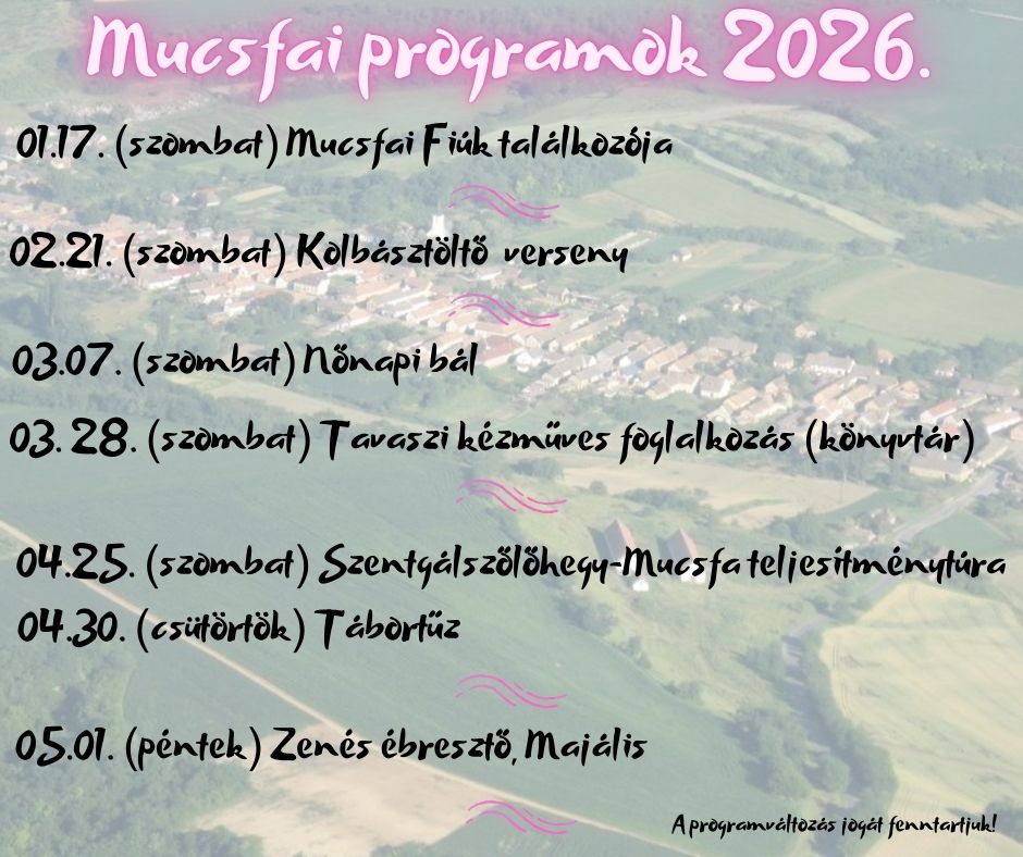 A település 2026. évi programjai