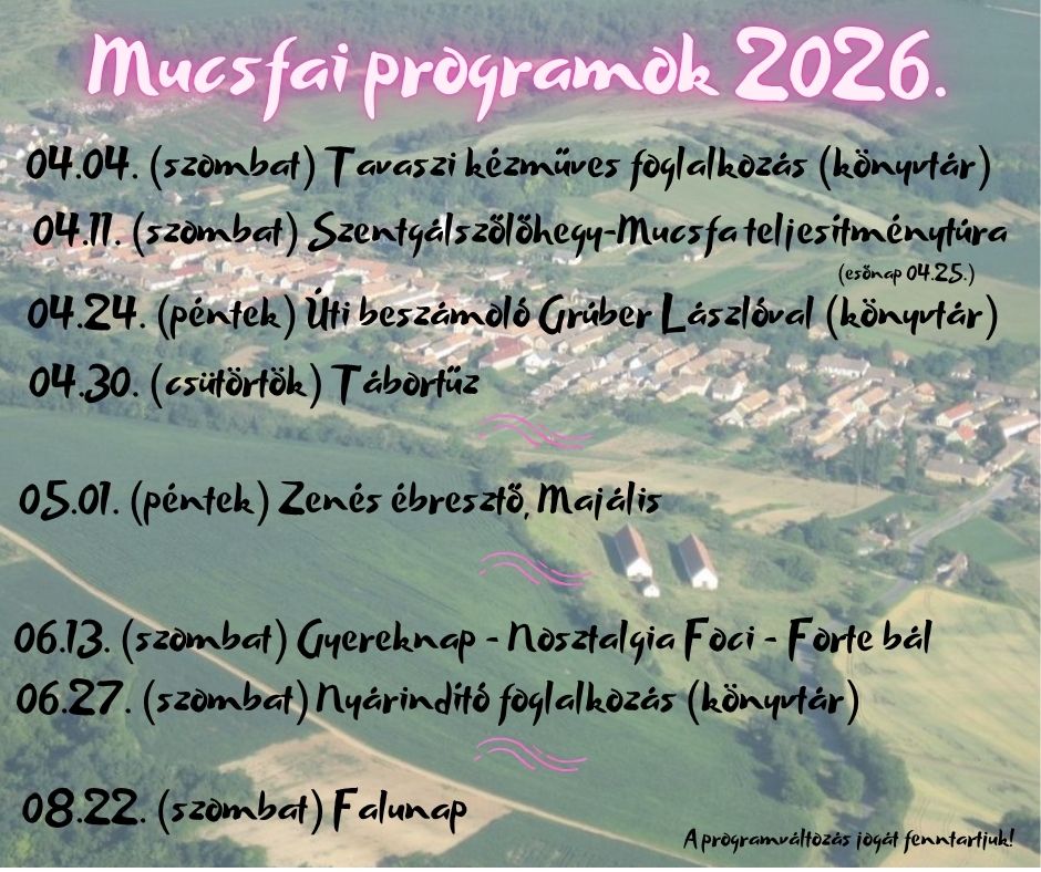 A település 2026. évi programjai