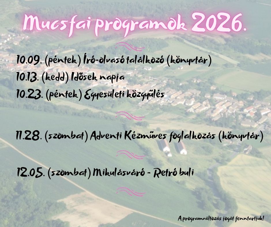 A település 2026. évi programjai
